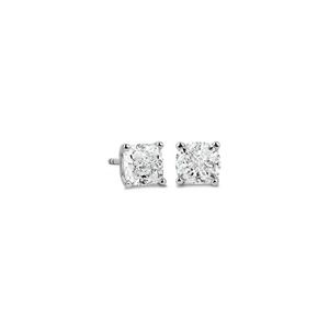 Sterling Silver Cushion Cut Diamond Simulant Double Basket Solitaire Earrings